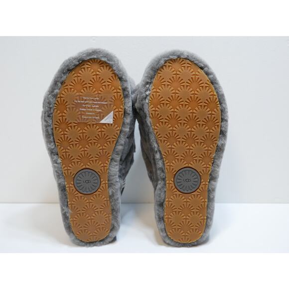 NEW UGG FLUFF YEAH SLIDES SLIPPERS SHEEPSKIN GRAY 1095119 WOMANS SIZE - 6 - Picture 4 of 7